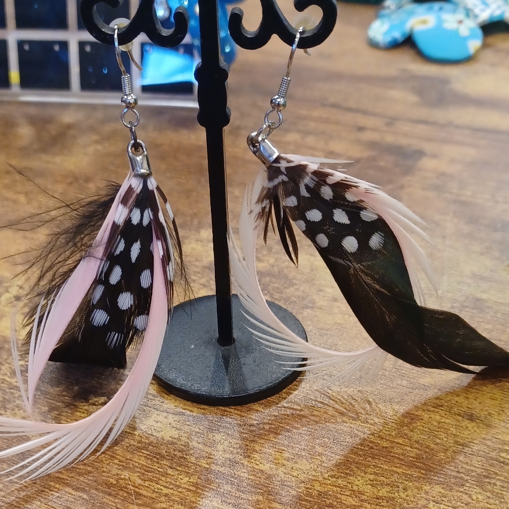 Feather Statement Earrings - image 1